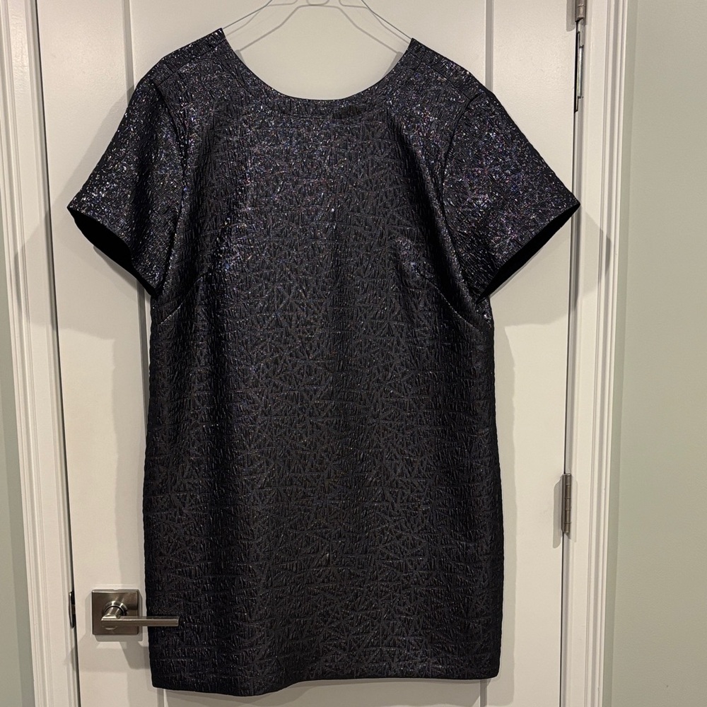 Loft Womens Party Dress with Shiny Gray Fabric and a tie back 16